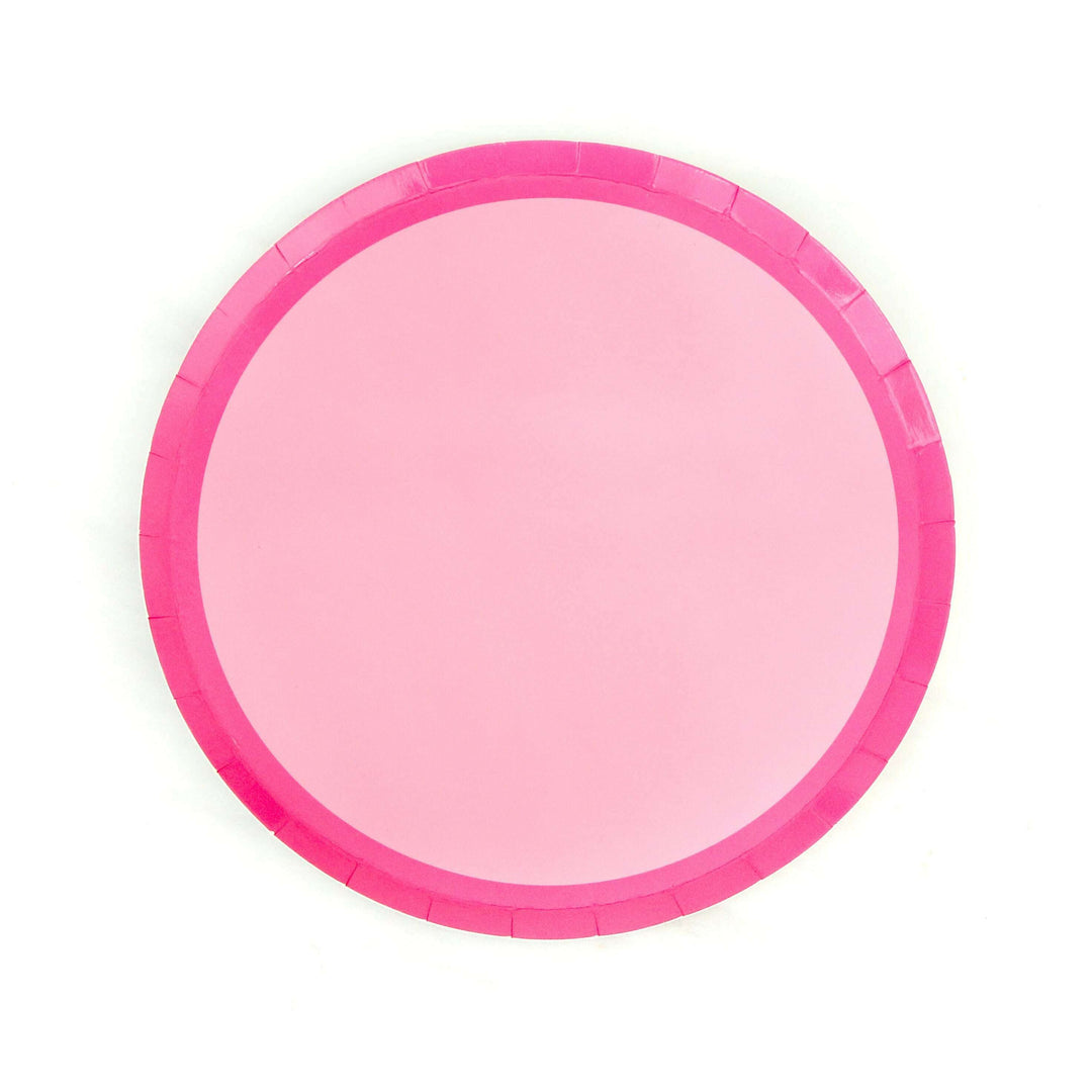 Two tone pink color block paper plates