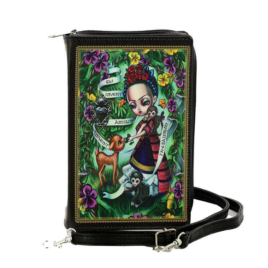 Unibrow Girl Book Clutch Bag In Vinyl by Book Bags