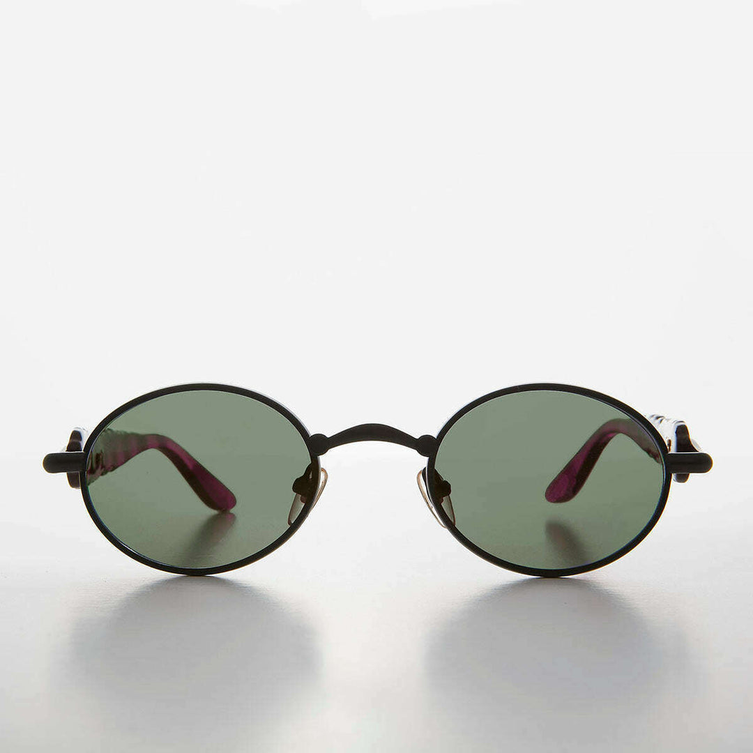 Unique 90s Oval Lens Vintage Sunglass Jagged Temple Design - Tweek