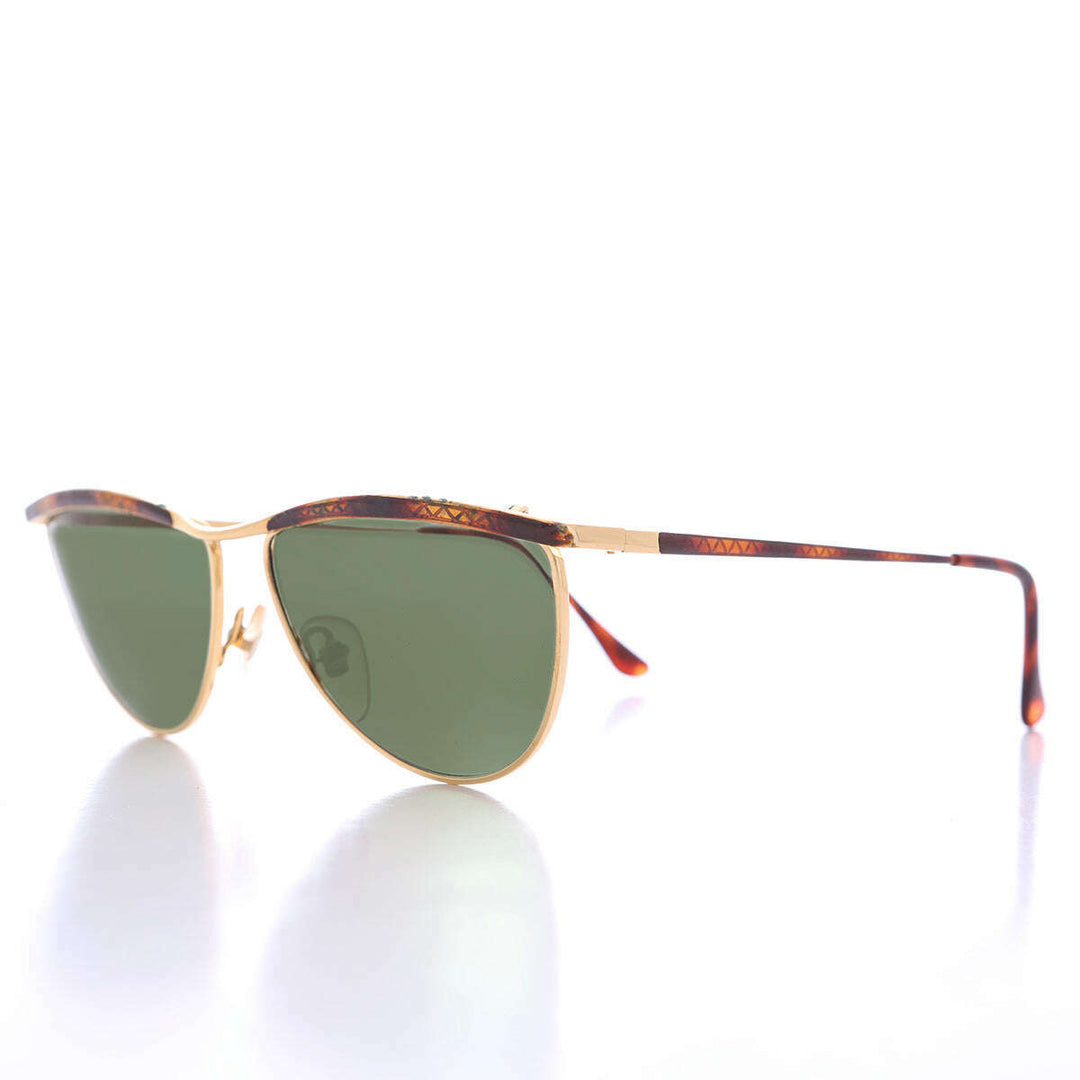 Unique Angular Gold 80s Sunglass - Lasky