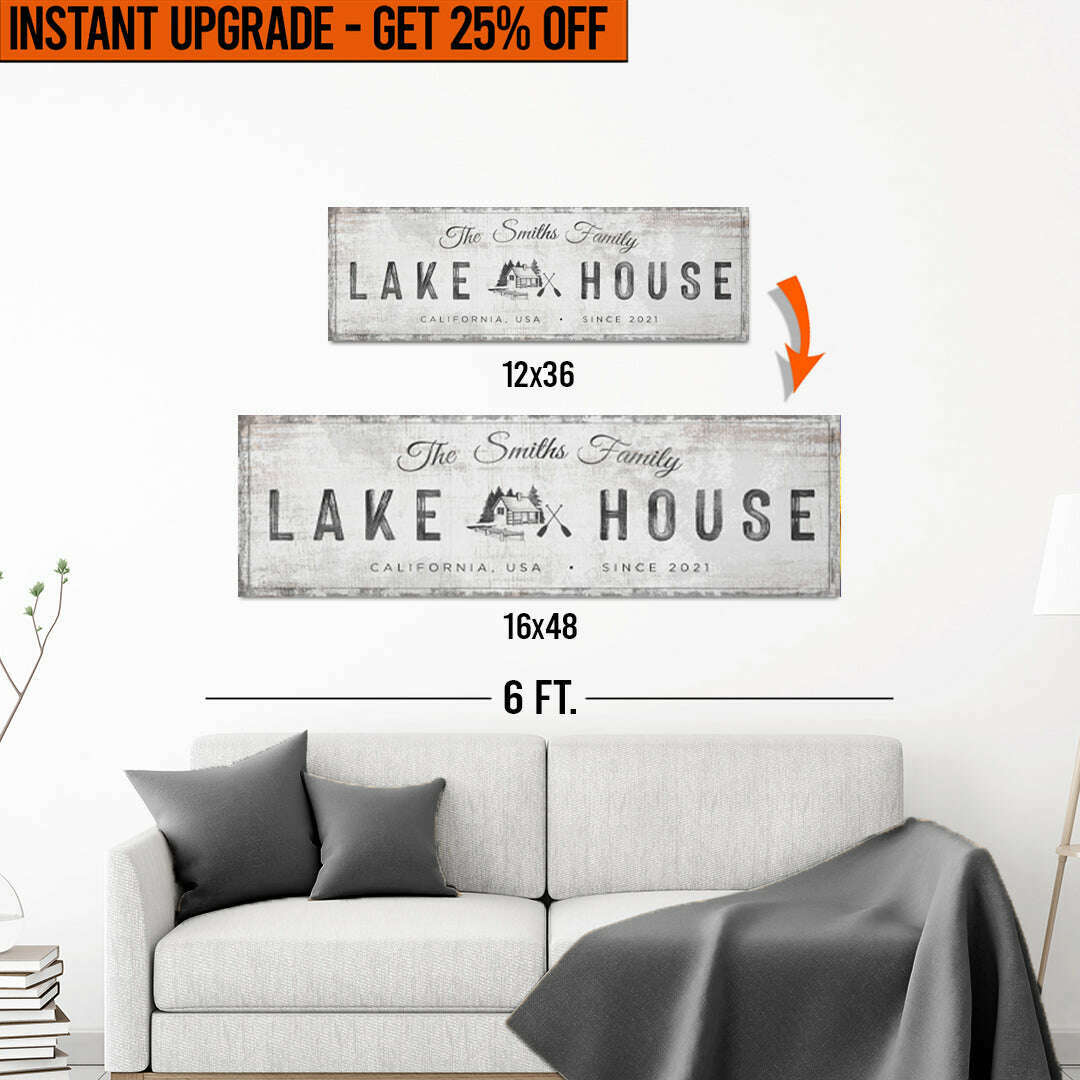Upgrade Your 12x36 Inches 'Lake House Cabin' (Style 1) Canvas To 16x48 Inches
