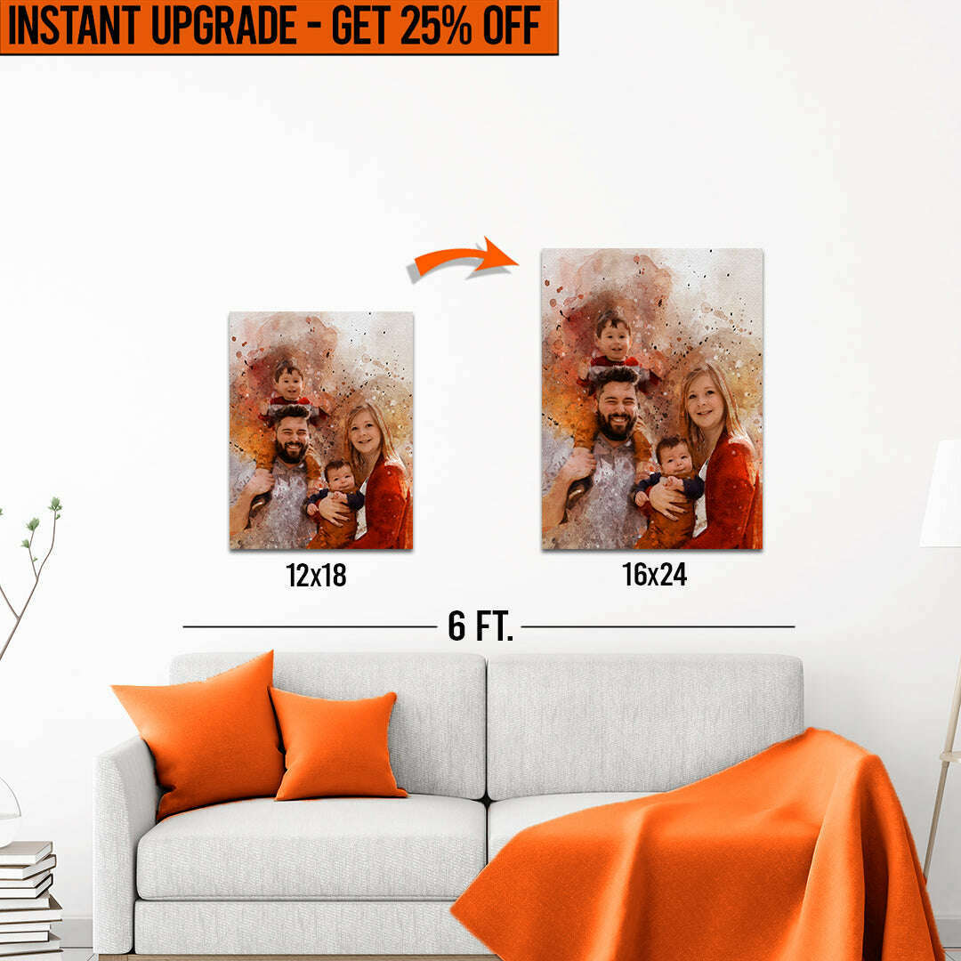Upgrade Your 18x12 Inches 'Family Watercolor Portrait' Canvas To 24x16 Inches