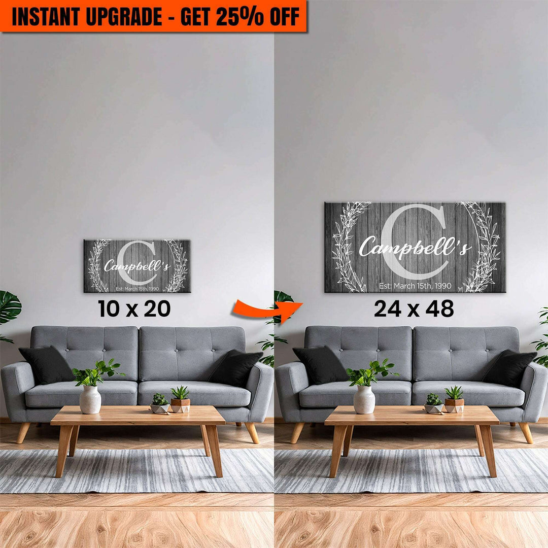 Upgrade Your 20x10 Inches 'Family Monogram' Canvas To 48x24 Inches