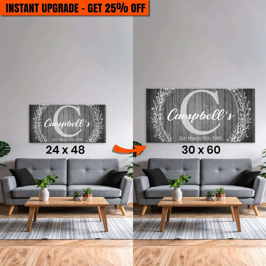 Upgrade Your 48x24 Inches 'Family Monogram' Canvas To 60x30 Inches