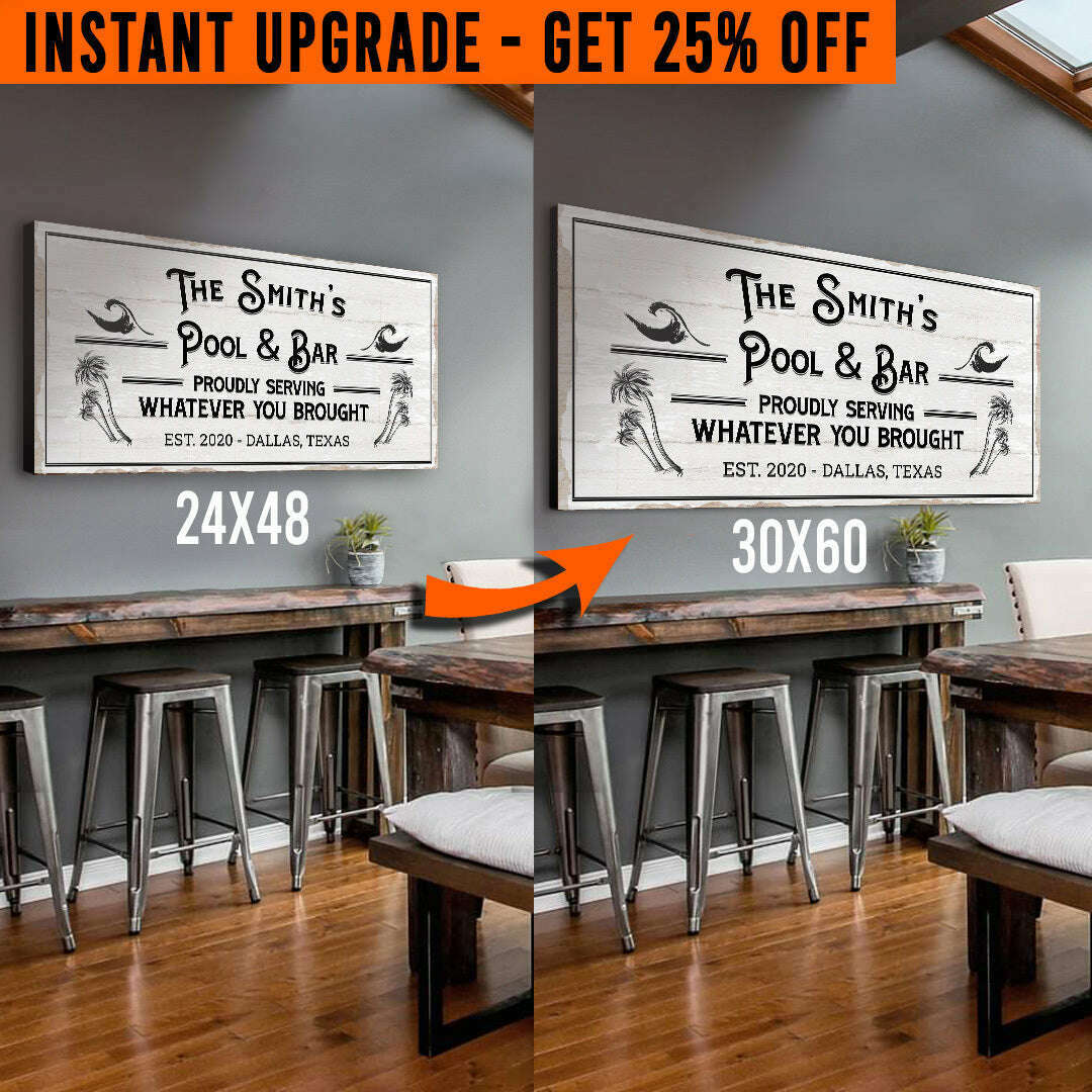 Upgrade Your 48x24 Inches 'Pool & Bar' (Style 3) Canvas To 60x30 Inches
