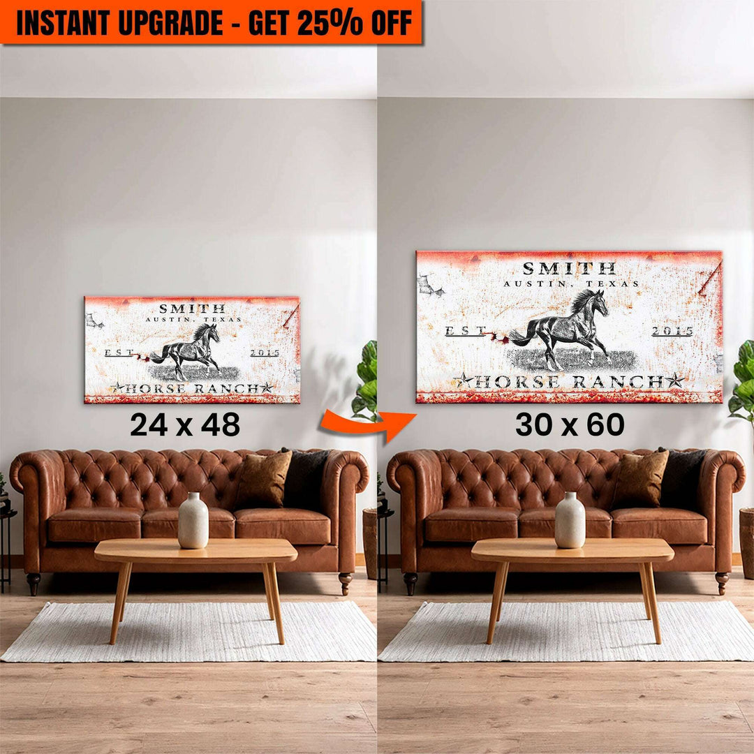 Upgrade Your 48x24 Inches 'Rustic Horse Ranch Sign' Canvas To 60x30 Inches Canvas