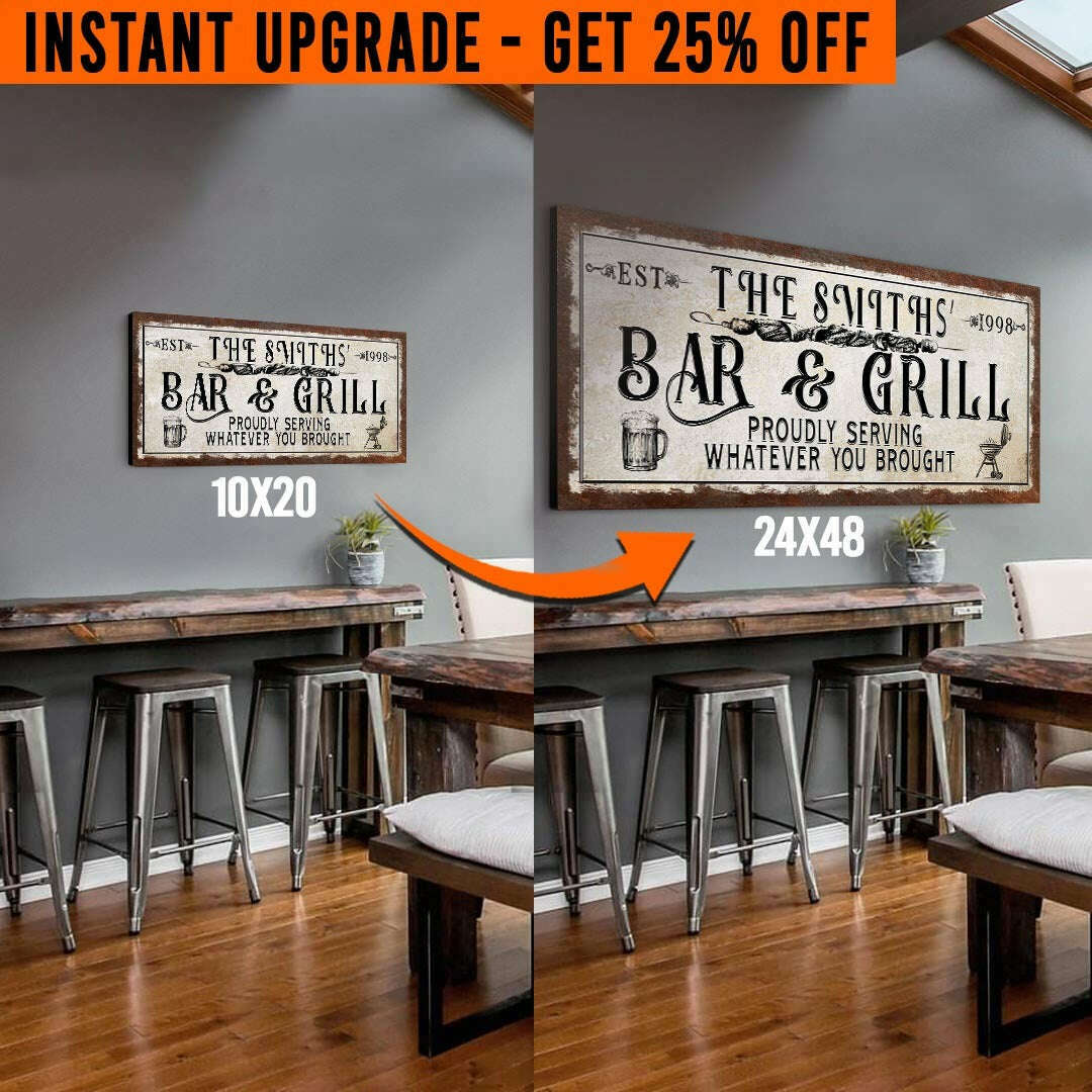 Upgrade Your 'Bar & Grill' (Style 2) Canvas To 24x48 Inches