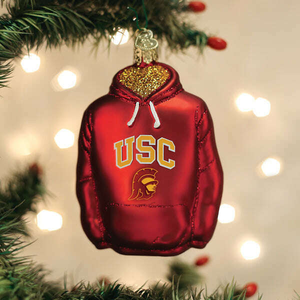 Old World Christmas USC Hoodie Blown Glass Ornament