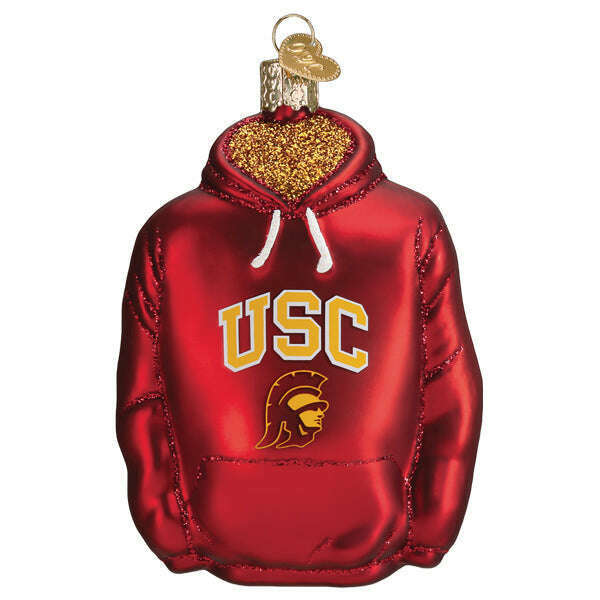 Old World Christmas USC Hoodie Blown Glass Ornament