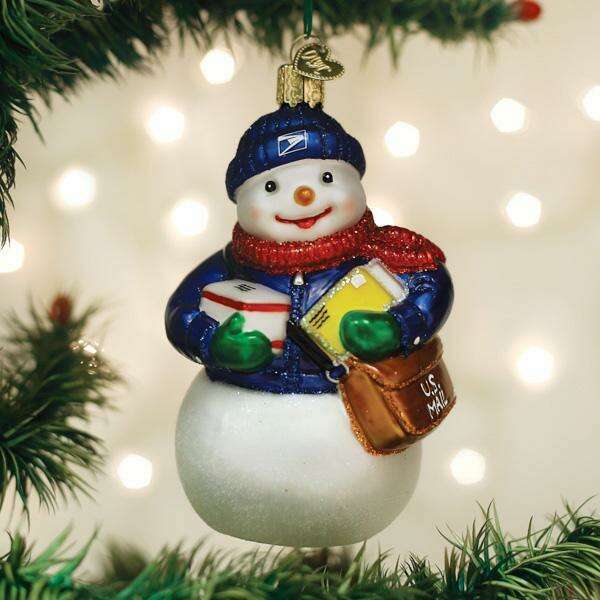 Old World Christmas USPS Snowman Blown Glass Ornament