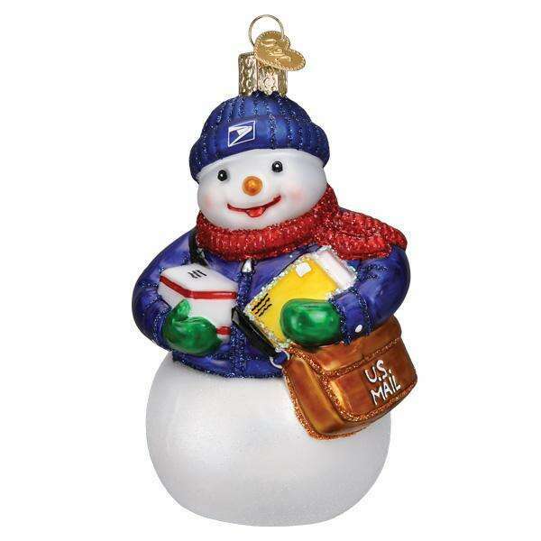 Old World Christmas USPS Snowman Blown Glass Ornament