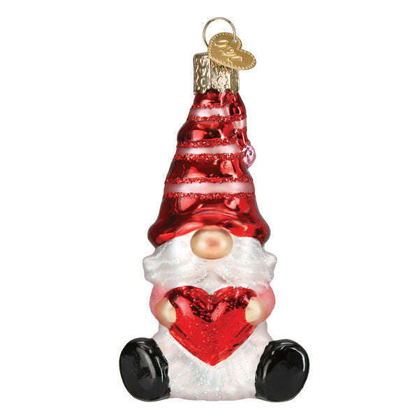 Old World Christmas Valentine Gnome Blown Glass Ornament