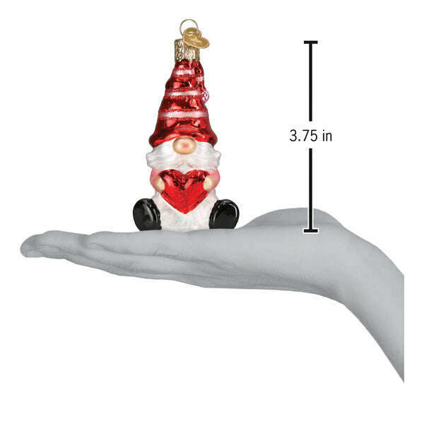 Old World Christmas Valentine Gnome Blown Glass Ornament