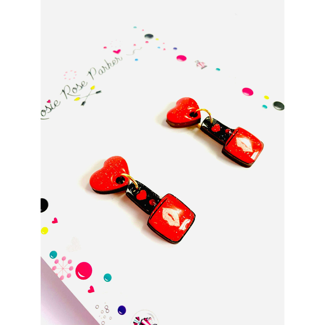 Valentine's Nail Polish Earrings by Rosie Rose Parker
