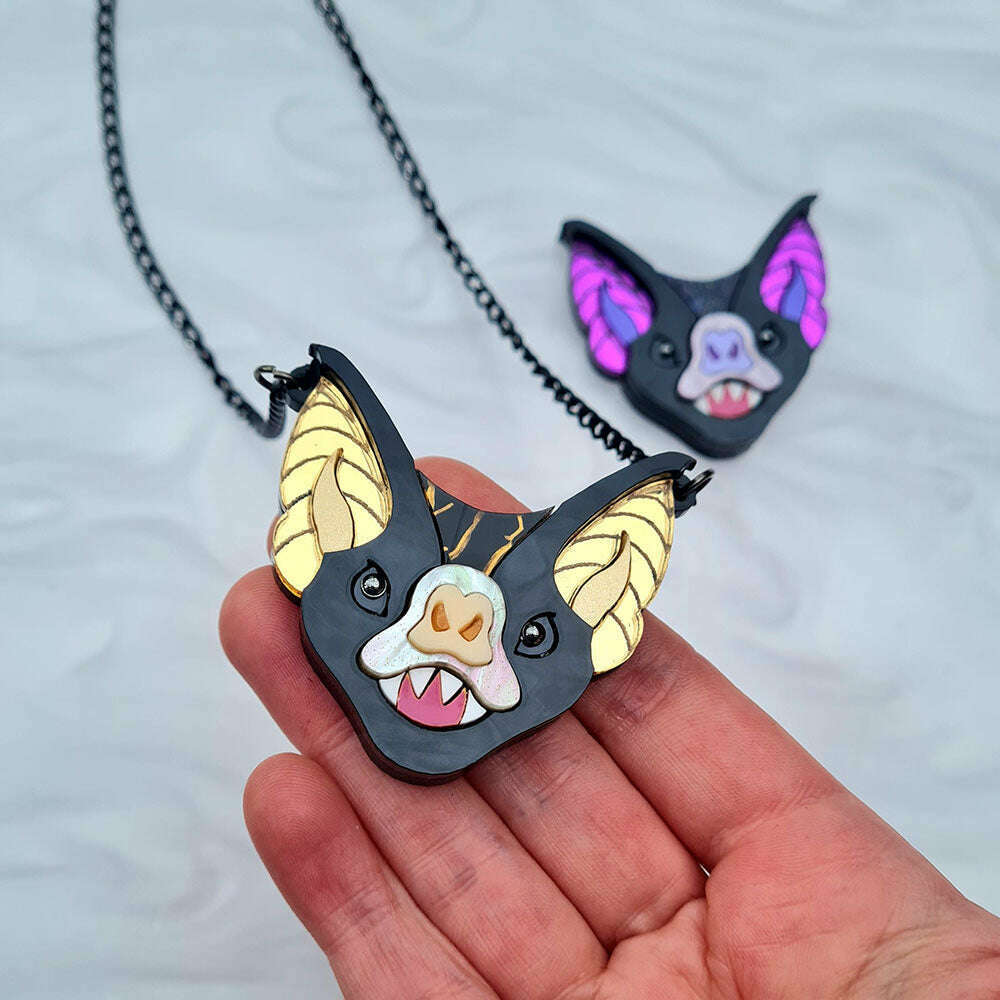 Vampire Bat Face Necklace - Two Colours by Cherryloco Jewellery 4