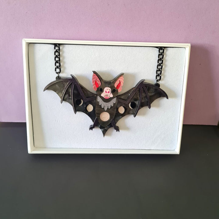 Vampire Bat Statement Moon Phases Necklace by Cherryloco Jewellery 3