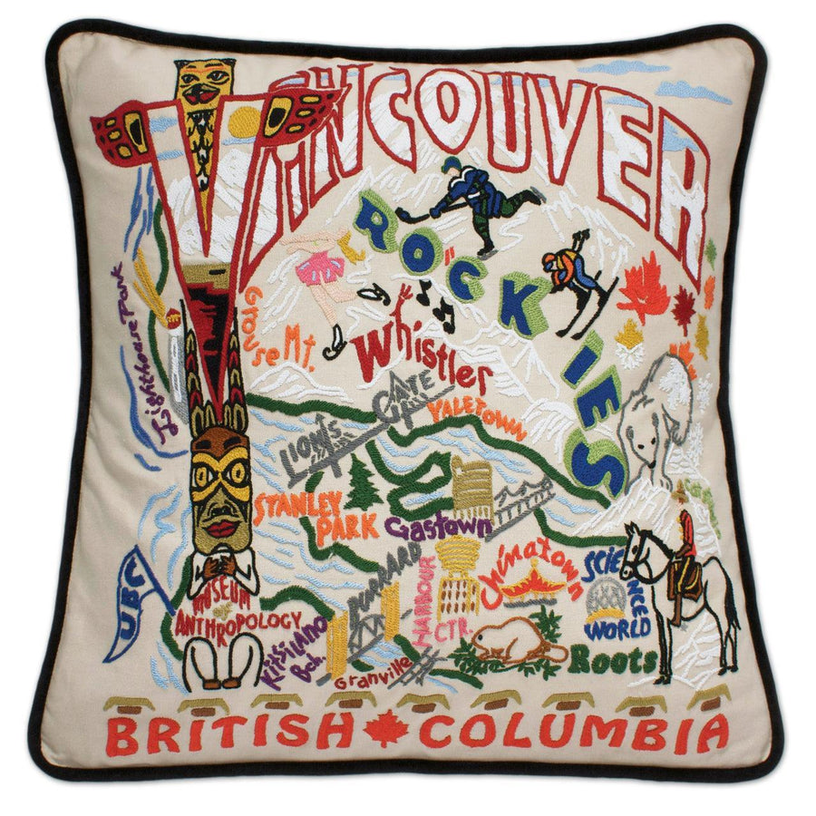 Vancouver, B.C. Hand-Embroidered Pillow - Quirks!