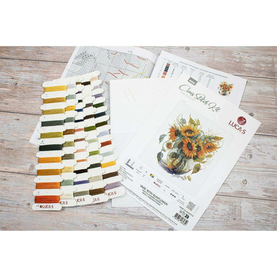 Vase with Sunflower B7025L Counted Cross-Stitch Kit