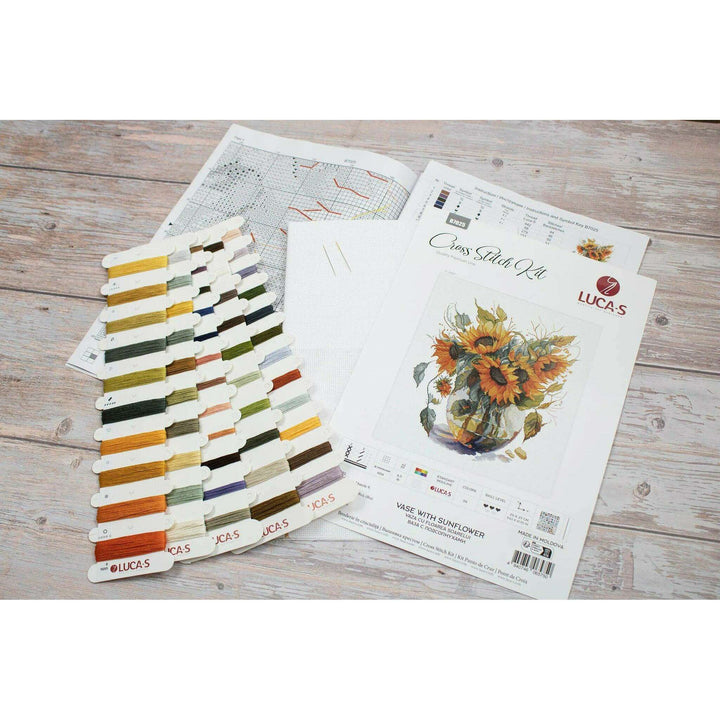 Vase with Sunflower B7025L Counted Cross-Stitch Kit