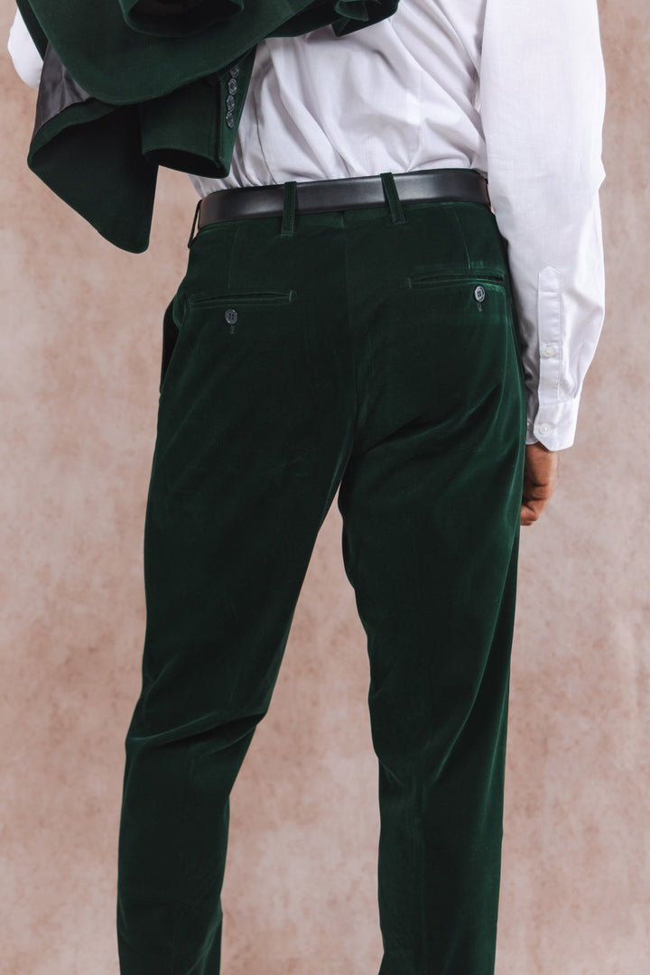 The Elegant Evergreen | Green Velvet Velvet Suit Pants