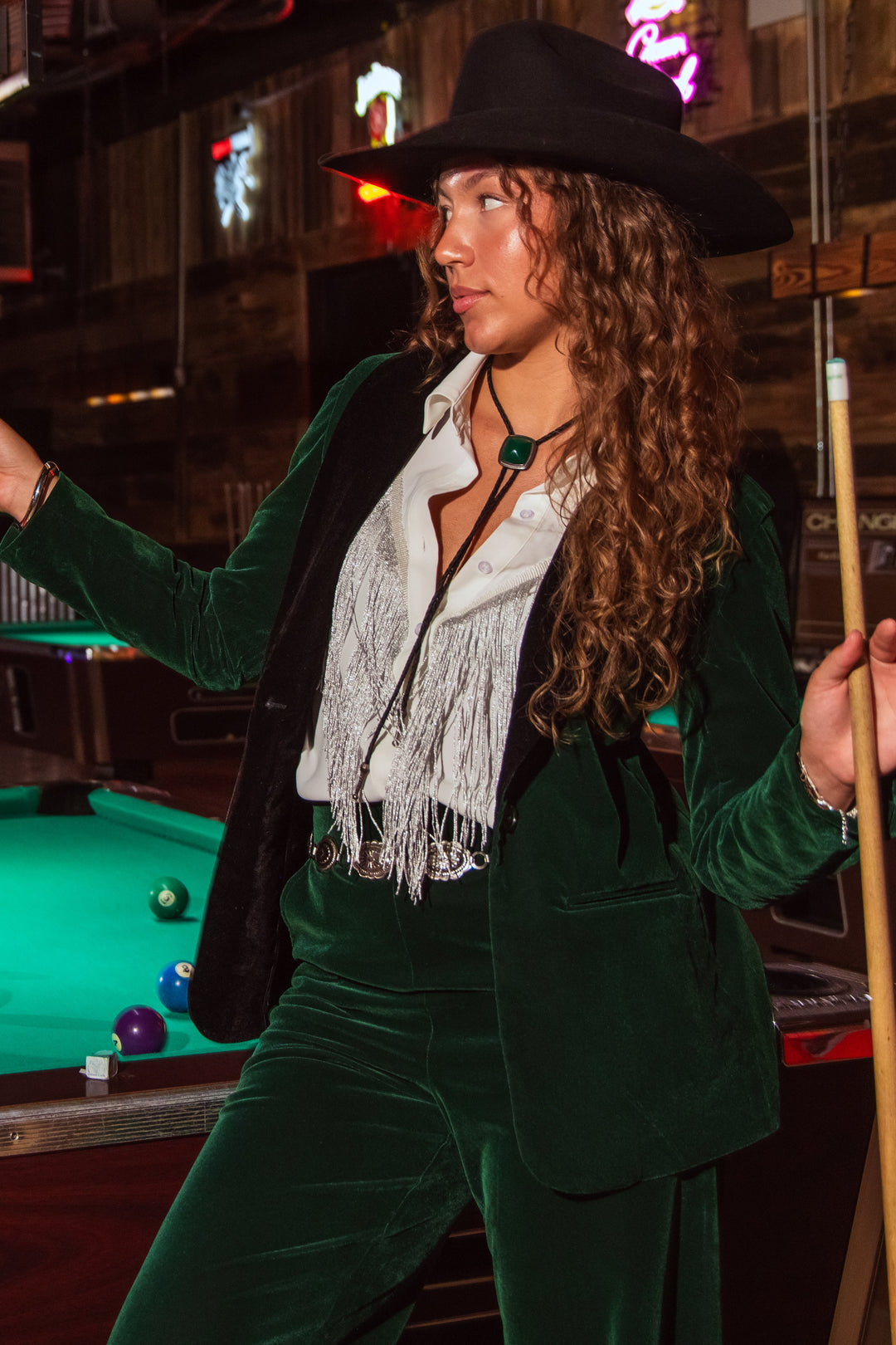 The Elegant Evergreen | Green Velvet Womens Velvet Blazer