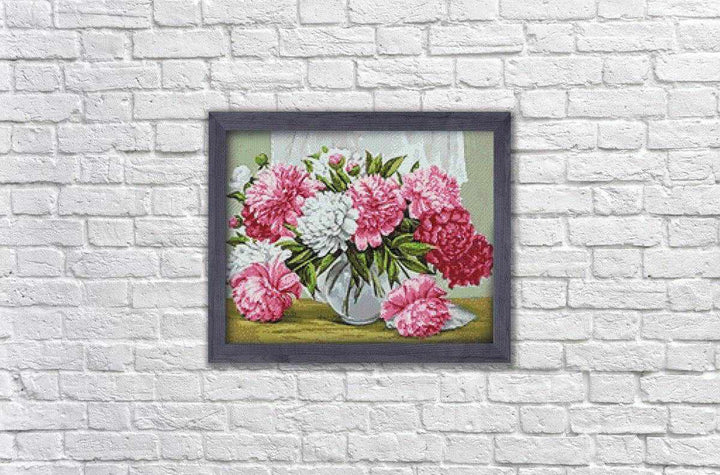 Vibrant Peonies WD2352 18.9 x 14.9 inches Wizardi Diamond Painting Kit