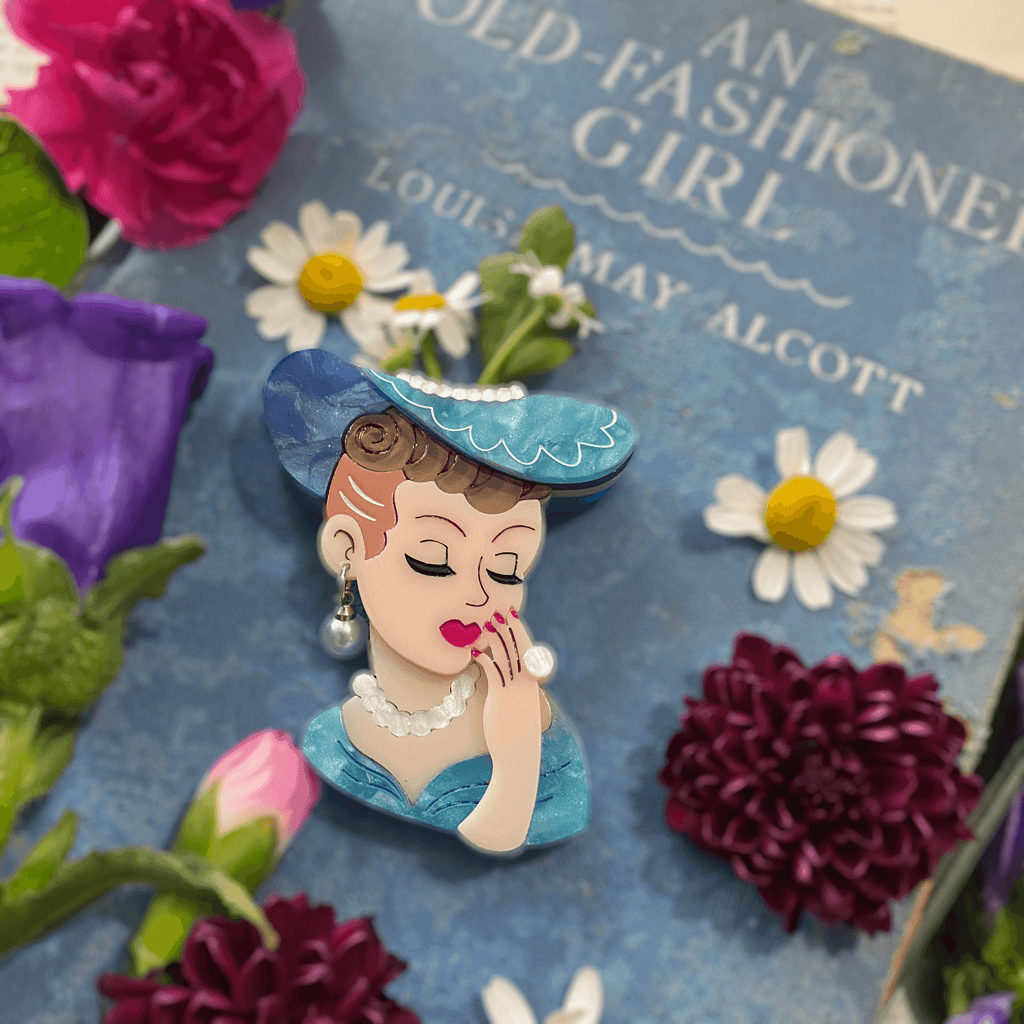 Vine and Dandy Lady Head Vase Inspired Brooch by Lipstick & Chrome - Fawn - Quirks!