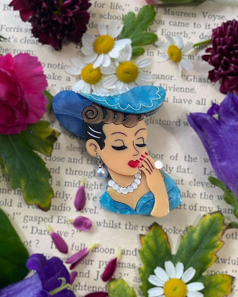 Vine and Dandy Lady Head Vase Inspired Brooch by Lipstick & Chrome - Tawny - Quirks!