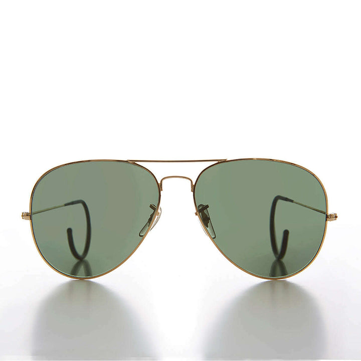 Vintage Aviator Sunglass with Cable Wrap Temple and Glass Lens - Vapor