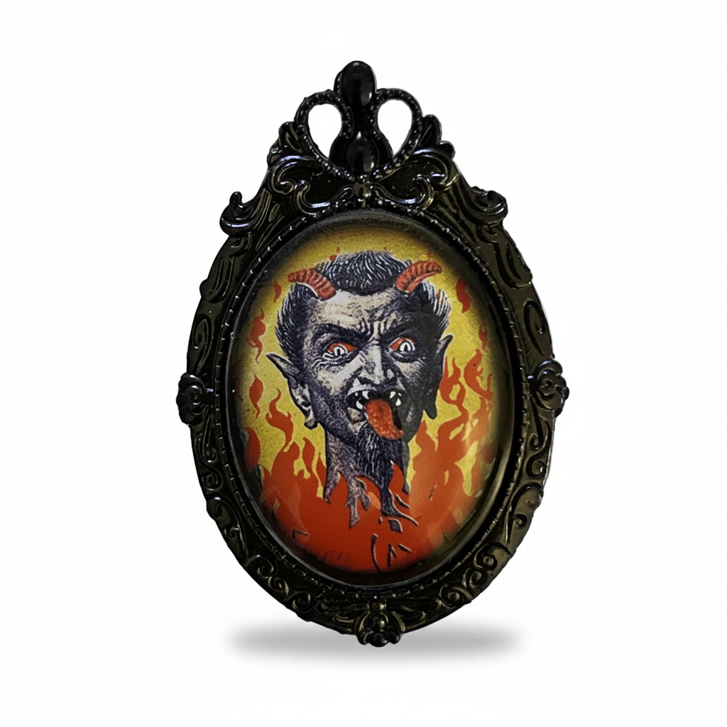 Vintage Cameo Style Krampus Brooch by Lipstick & Chrome