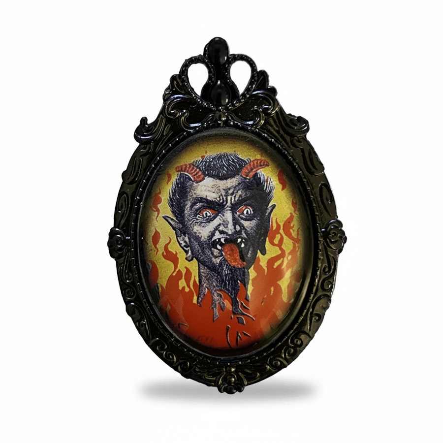 Vintage Cameo Style Krampus Brooch by Lipstick & Chrome