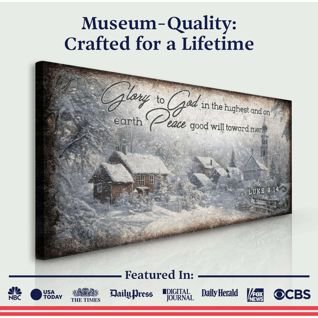 Vintage Christmas Village Luke 2:14 Scripture Sign II