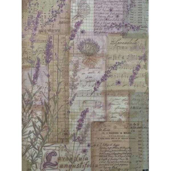 Vintage Echo Designer Printed AIDA Fabric. Canvas for embroidery with an applied background  KF-1264A