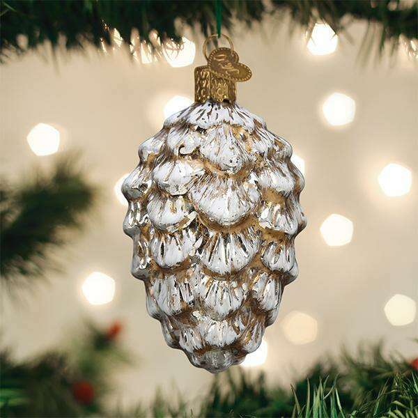Old World Christmas Vintage Ponderosa Pine Cone Blown Glass Ornament