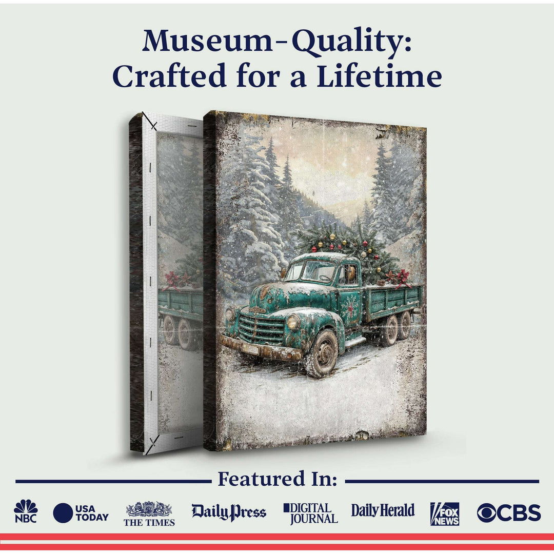 Vintage Truck With Christmas Tree Wall Art