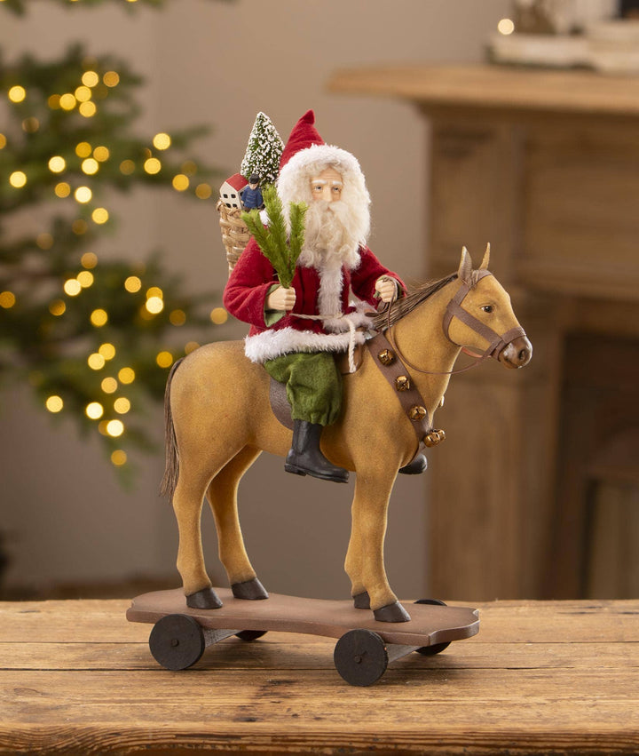 Santa Riding Horse Pull Toy by Bethany Lowe