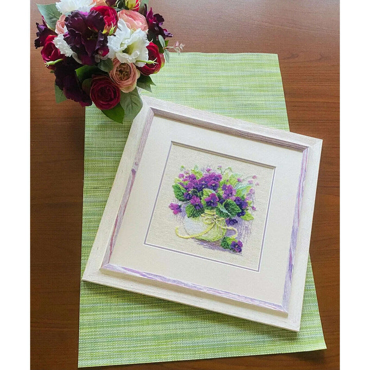 Violets in a Pot R2091 Counted Cross Stitch Kit