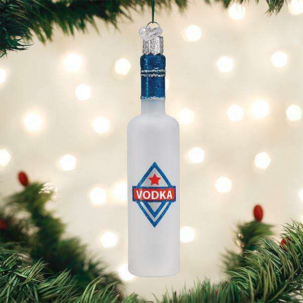 Old World Christmas Vodka Bottle Blown Glass Ornament