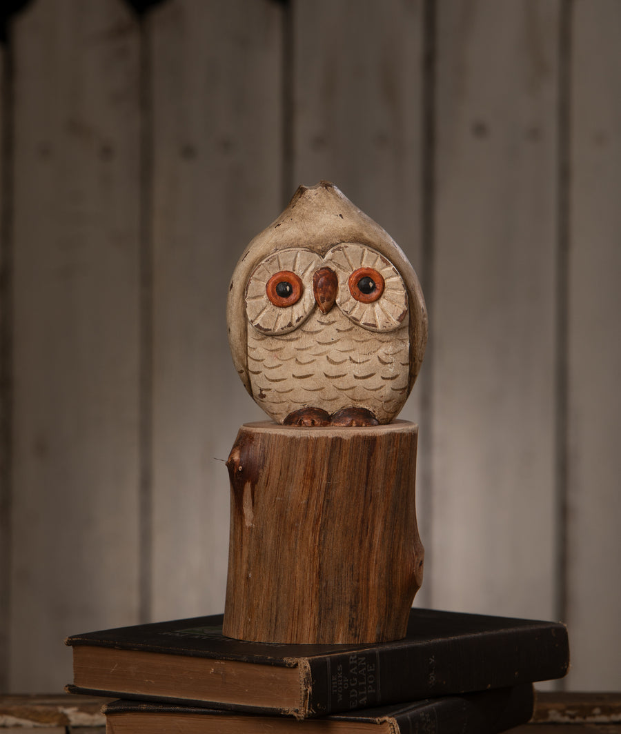 Handcarved 9" Hoot Owl by Bethany Lowe Designs, halloween decor