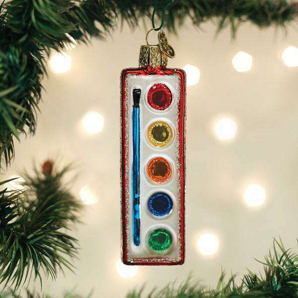 Old World Christmas Watercolor Palette Blown Glass Ornament