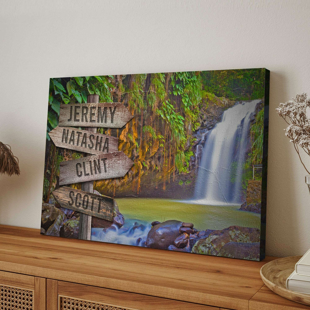Waterfall Family Names Sign
