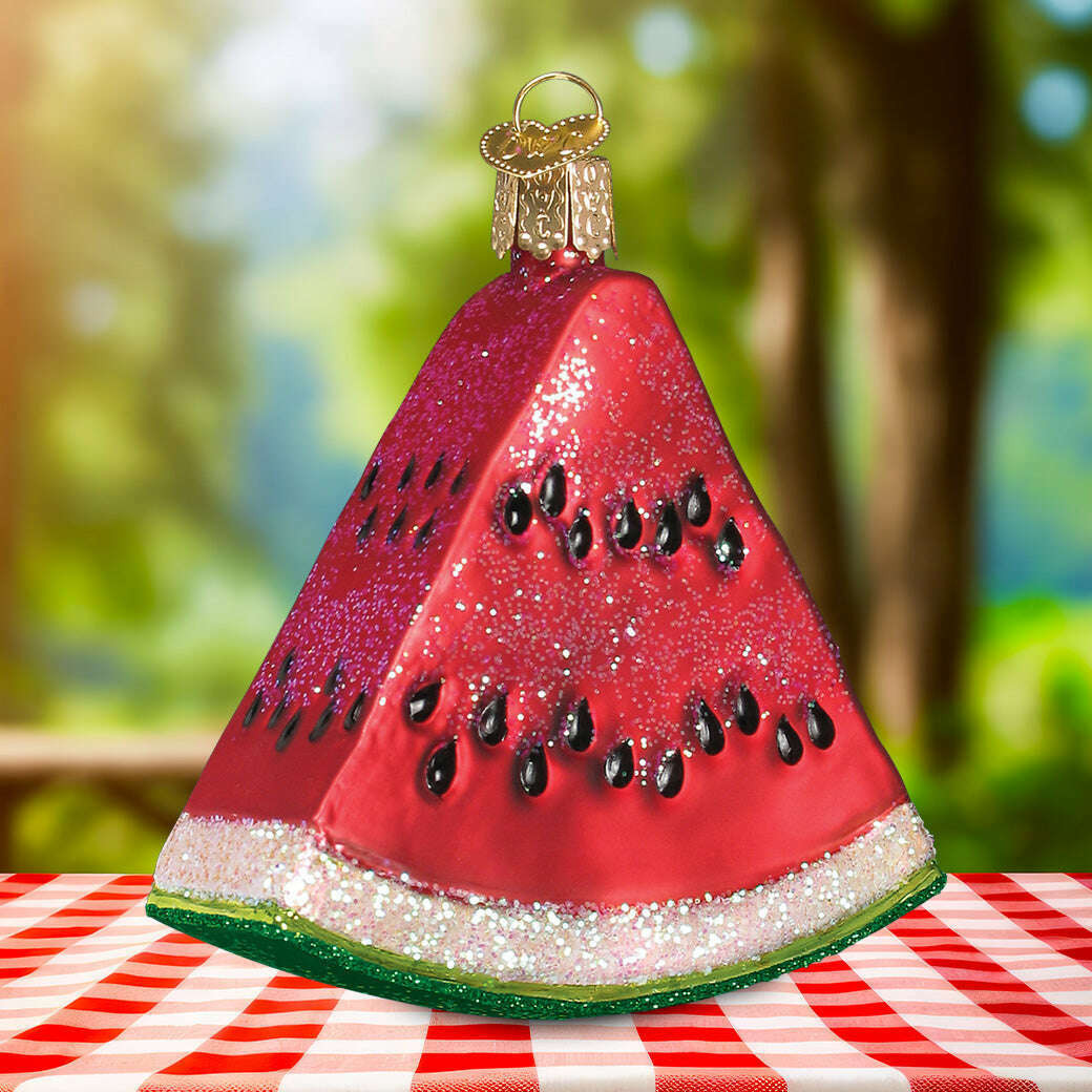 Old World Christmas Watermelon Wedge Blown Glass Ornament