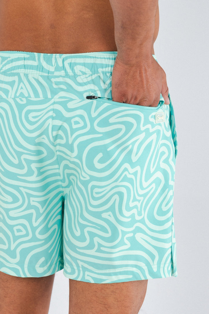 The Water Park | Neon Abstract Line Ball Hammock® Pouch 5" Swim Trunks