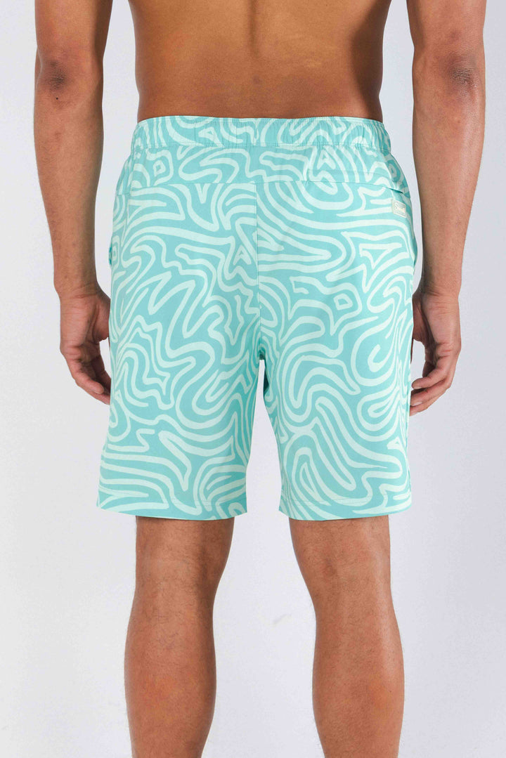 The Water Park | Neon Abstract Line Ball Hammock® Pouch 8" Swim Trunks