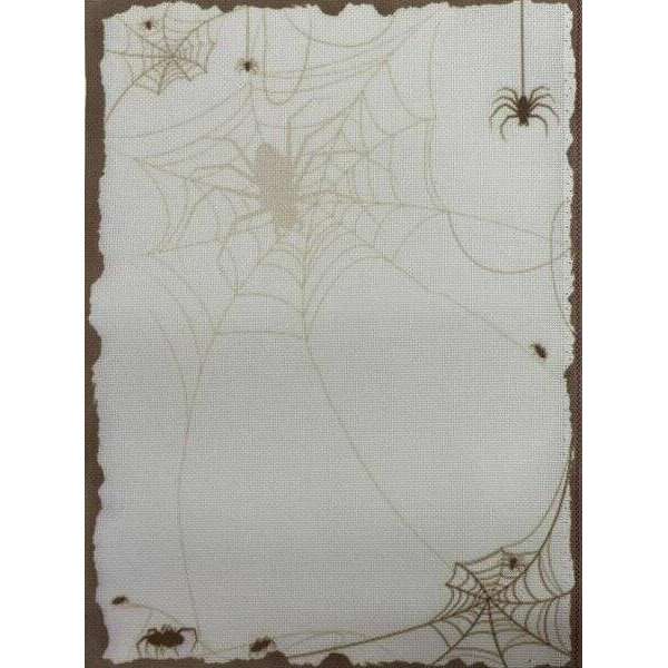 Web of Shadows Designer Printed AIDA Fabric. Canvas for embroidery with an applied background  KF-1375A