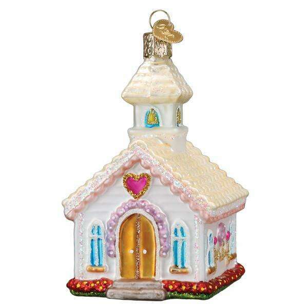 Old World Christmas Wedding Chapel Blown Glass Ornament