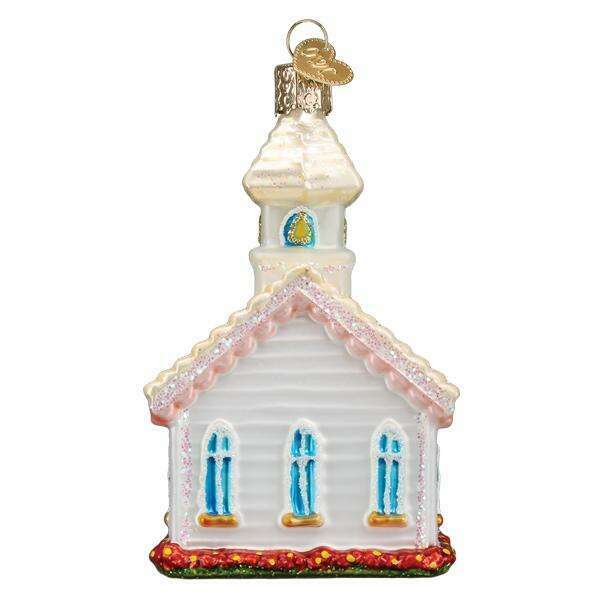 Old World Christmas Wedding Chapel Blown Glass Ornament