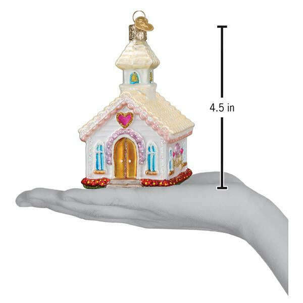 Old World Christmas Wedding Chapel Blown Glass Ornament