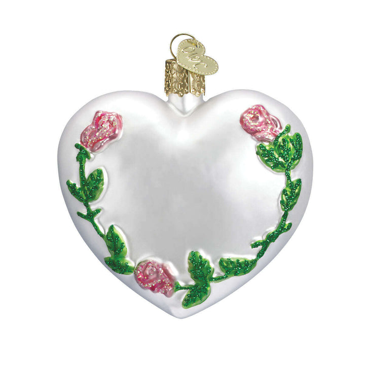 Old World Christmas Wedding Heart Blown Glass Ornament