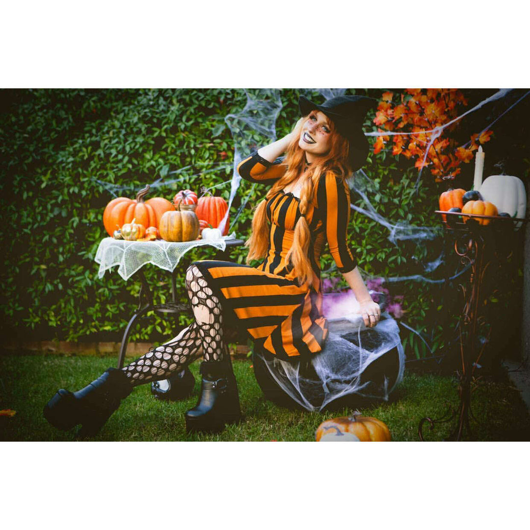 Wednesday Dress in Pumpkin Spice Stripe